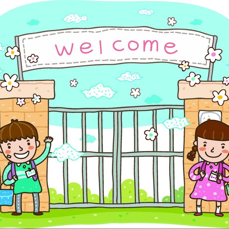 幼儿园门口插画图片